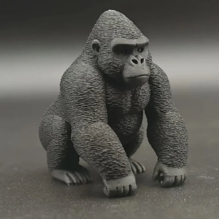 3D Printed Silver Backed Gorilla Statue, Realistic Chimpanzee Ornament, Used for Desktop, Office, and Holiday Home Decoration