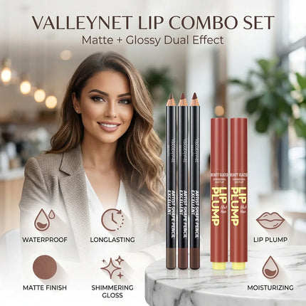 4Pcs Ultimate Lip Combo Set - 3pcs Lip Liners+Lipstick - Define, Contour and Hydrate - Creamy Smooth Lip Kit for Lip Combo Set