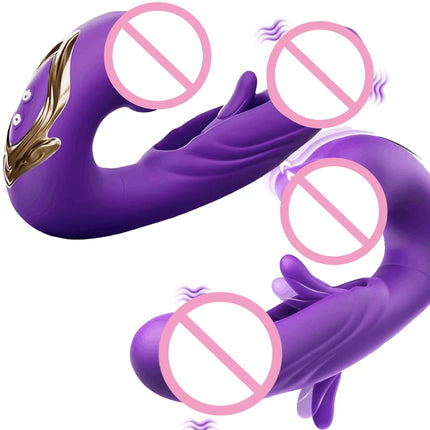 Clitoral Vibrator Licking Sucking Telescopic Rotating Vibrators Silicone Dildo G-Spot Tongue Licking Flapping Sex Toys for Woman