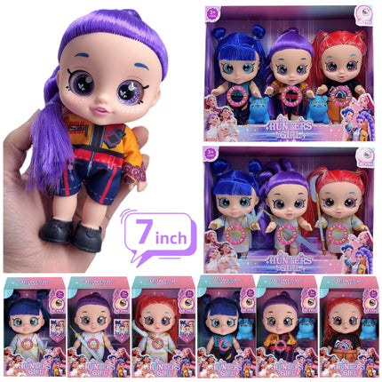 Kpop Hunters Girl Rumi Vinyl Doll Cartoon 7 Inch 5D Eyes Movable joints with Movie Theme Song Toy for Fan Collection Kids Gift