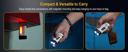 BORUiT U10 880LM EDC LED Flashlight Work Light 14500/AA Battery Torch with Magnet Clip Waterproof Camping Pocket Lantern