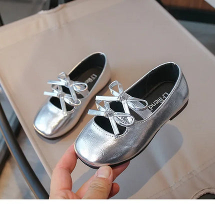 Kids Dance Performance Shoes Square Black Solid Color Girls Princess Shoe with Double Bow 2024 New Girls Leather Shoes Soft Sole