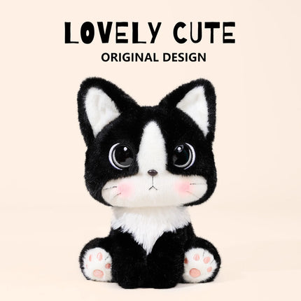 25cmSoft toy simulation small cat cartoon plush doll, cute and adorable pet Mickey cat, girls' gift doll, plush toy.