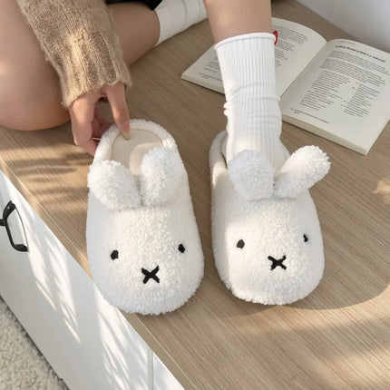Miffy Cute Plush Cotton Slippers for Women Winter Comfort Warm Cotton Shoes Cartoon Anime Non Slip Home Bedroom Slippers Gifts