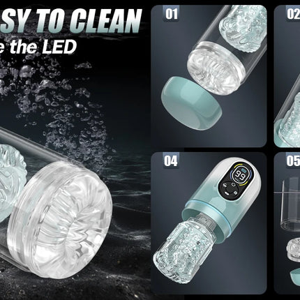 Automatic Male Masturbator 9 Vibrating Thrusting Rotation Sucking Licking Function LED Display Vacuum Penis Pump Sex Toy for Men