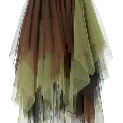 Fashion Summer Tutu Women Skirt Harajuku Tulle Bottom Faldas Casual High Waist Midi Mesh Skirts Woman Clothes Saia Jupe Femme
