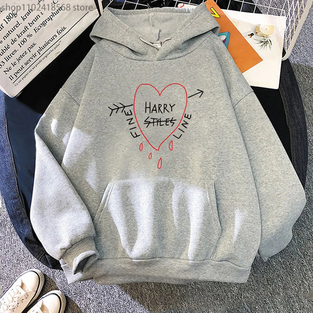 Happy Fine Line Print Hoodeis Harry Styles Treat People Kindness Fashionable Sweatshirts Women's Top  Clothing Y2k Pullover