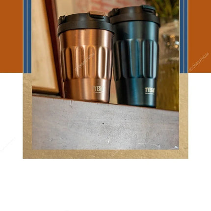 400/500ML Tyeso Vintage Coffee Mug Portable Steel Insulated Travel Cup Convenient Handheld 304 Stainless Thermos for On-the-Go