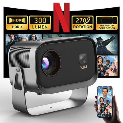 XBJ Smart Home theater projectors with WiFi 6 & BT Auto Vertical Keystone Portable 4k Projector for Home Office Outdoor