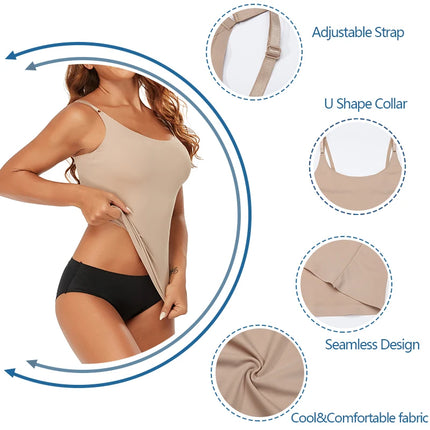 Women Sexy Shapewear Top Tummy Control Smooth Body Shaper Camisole Tank Top Slimming Belly Compression Vest 2PCS 2025 Summer