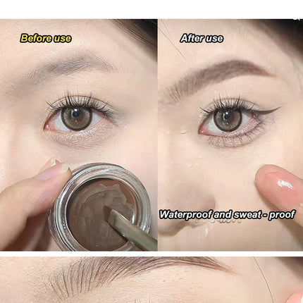 Waterproof Matte Red Eye Liner Paste with Blade Brush Soft Easy Coloring Slim Bold Gel Eyeliner Silkworm Cream Natural Tint