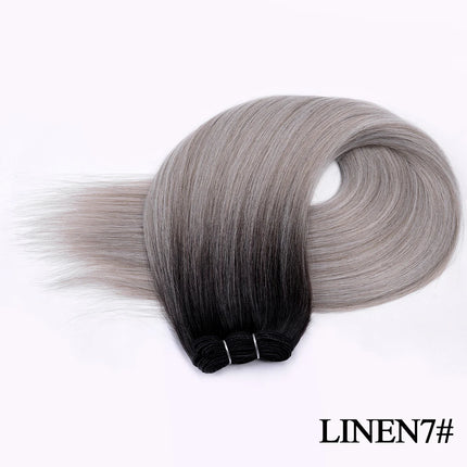 Synthetic Long Straight Hair Bundles Extensions Smooth Ombre Brown Hair Weaving Synthetic Straight Hair Bundles Full to End