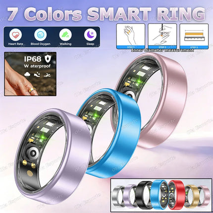 2026 New Multicolor Smart Ring Men Women Heart Rate Blood Oxygen Sleep Monitoring Waterproof Multi-Functional Sports Smartring