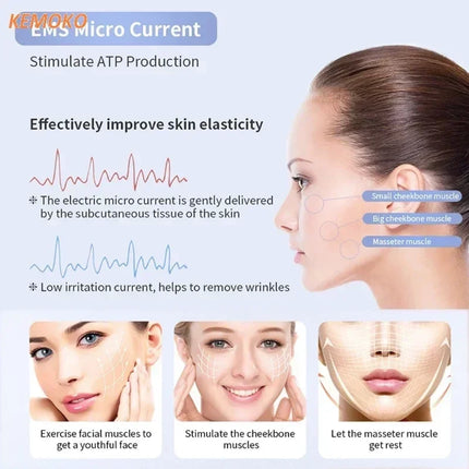 V Face Lift Massage Device Face Contour EMS Massage Double Chin Remove Red Blue Light Heat V-shaped Face Lift Beauty Instrument