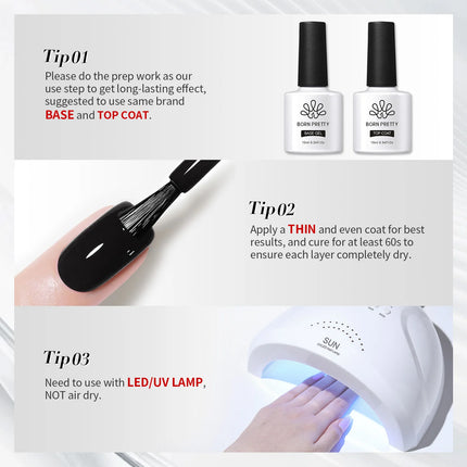 BORN PRETTY 10ml Gel Nail Polish Gel 130 Colors Semi Permanent Solid Nail Gel Varnish Soak Off UV Gel for Base Top Coat