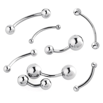 1pc 6-16mm Curved Barbell Banana Piercing Bar 3 4 5 6 8mm Ball Titanium Stainless Steel 14G 16G 1.2mm 1.6mm DIY Body Jewelry