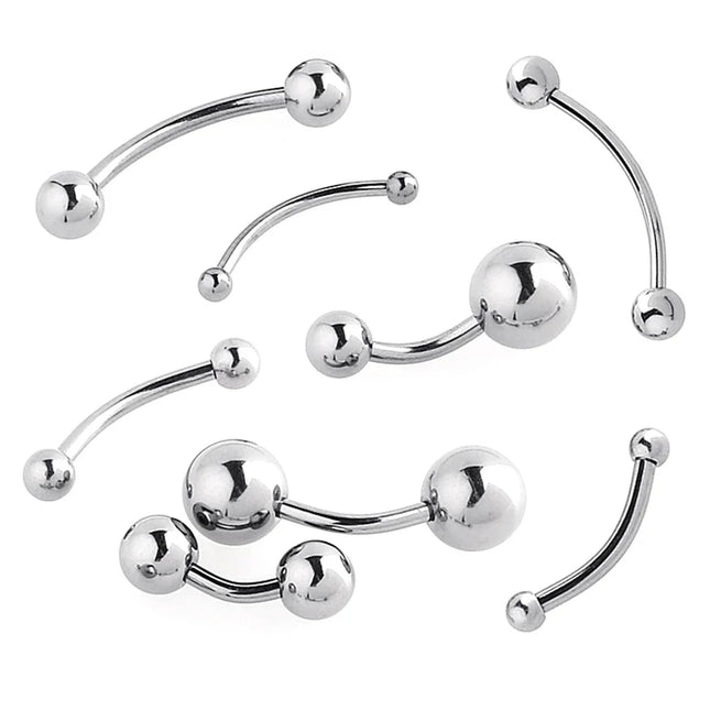 1pc 6-16mm Curved Barbell Banana Piercing Bar 3 4 5 6 8mm Ball Titanium Stainless Steel 14G 16G 1.2mm 1.6mm DIY Body Jewelry