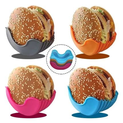 Retractable Burger Fixed Box Adjustable Hamburger Holders Reusable Washable Retractable Hamburger Clip Silicone Rack Holder