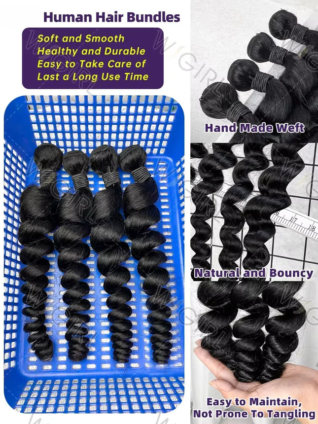 Wigirl Loose Wave Bundles Human Hair Raw Virgin Unprocessed Extensions 1 3 4 Loose Deep Wave Bundles Double Weft Wholesale