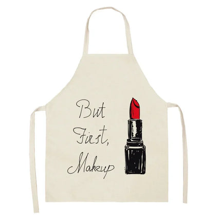 Nail Polish Lipstick Kitchen Cotton Linen Apron Bib Home Cleaning  Ladies  Cooking Picnic