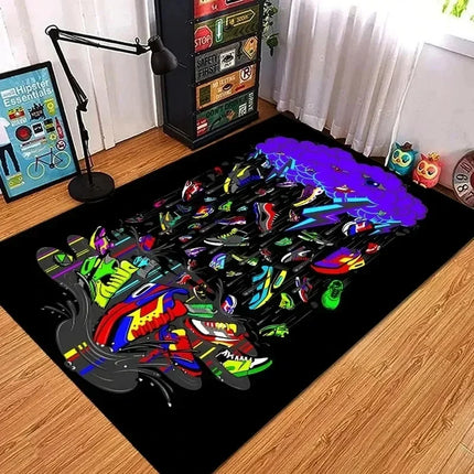 Fashion Shoes Sneakers Logo Print Carpet Rug for Living Room Corridor Bedroom Machine Washable Kid Room Play Floor Mat Gifts