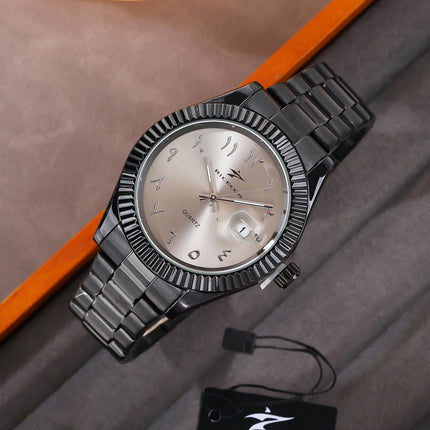 Trendy Black Warrior Fashion Business Quartz Watch Black Steel Strap Simple Scale Date Display Versatile Texture Men's Watch