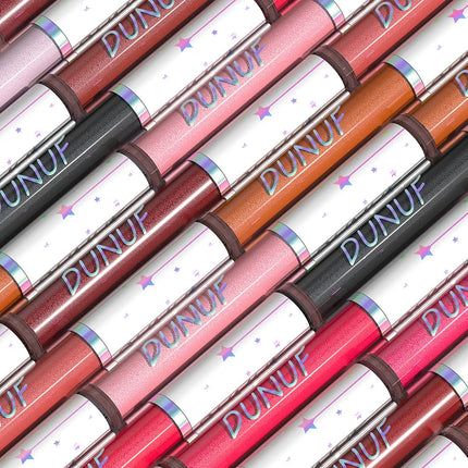 DUNUF 6 pcs set pearlescent metallic color long lasting lip gloss waterproof sweatproof non-stick lipstick
