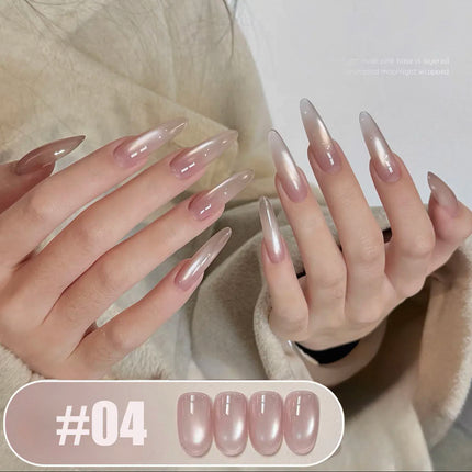 10ML 1-8PCS 2026 New Nude Pink Glass Bead Gel Nail Polish Gold Light Magnet Nude Cat Eye Gel Polish Cute Nails Nail Supplies