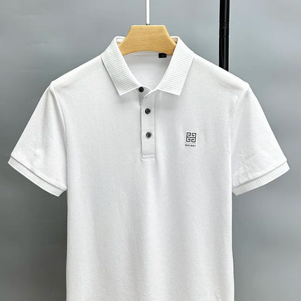 100% Cotton Breathable Polo Shirt, Short Sleeve Men's Branded T-shirt 2023, Summer High-End Embroidered Casual Loose Polo Shirt for Men