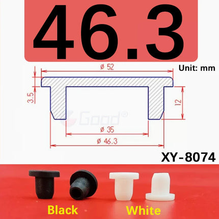Black T-shaped silicone plug rubber hole cover dust-proof sealing, shock-absorbing foot pad  A-6.8mm~68.6mm