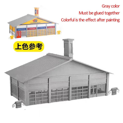 1/87 Ho Scale Architectural Model Garage Miniature Model Gas Station Buliding Decoration Scale Model Train Railway Layout