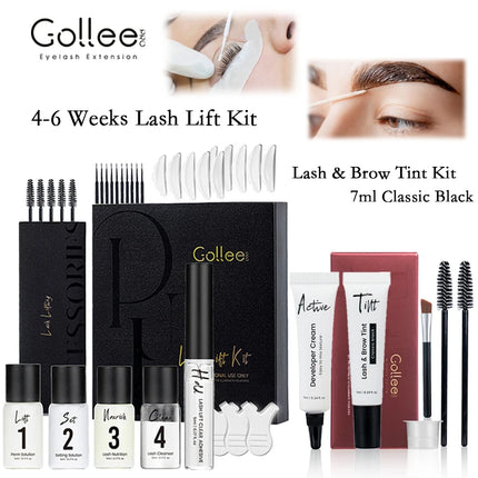 Gollee Lash and Eyebrow Tinting perm Kit Eyelashes Perm Semi-permanent Lash Lift Kit Eyelash Enhancer 4-6 Weeks Lasting Makeup