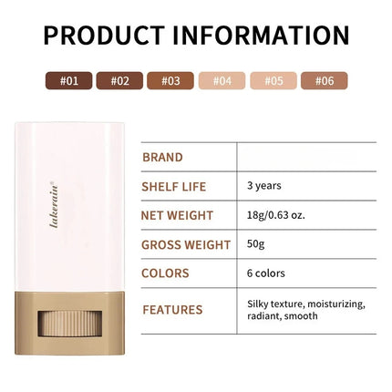 6Color Tinted Foundation Cream Stick Waterproof Lasting Oil-control Cover Acne Makeup Smooth Moisturize Concealer Serum Balm