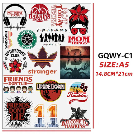 For Stranger Series A5 Size Cartoon Eleven Mike Creative DIY Waterproof Stickers UV Transfer Transparent Crystal DTF Stickers