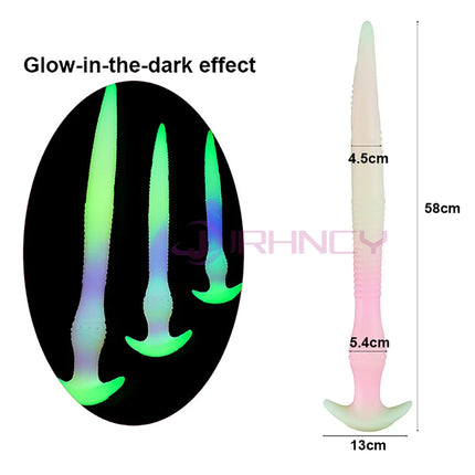 Soft Anal Plug For Adult Sex Toy For Women /Men /Couples Liquid Silicone Dildo Dilator Anal Masturbators long Butt Plug Luminous