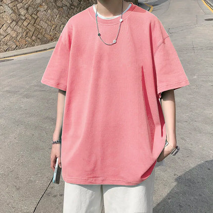 Men's Cotton T-shirts White Men's Casual Summer Wear Oversized T Shirt Solid Tee Shirts for Men 5XL Big Size Male Clothes