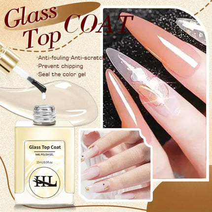 15ml Gel Gel Top Coat and Base Coat Set - Shiny Top Coat, Long Lasting High Gloss,Soak Off LED Nail Lamp Gel Base