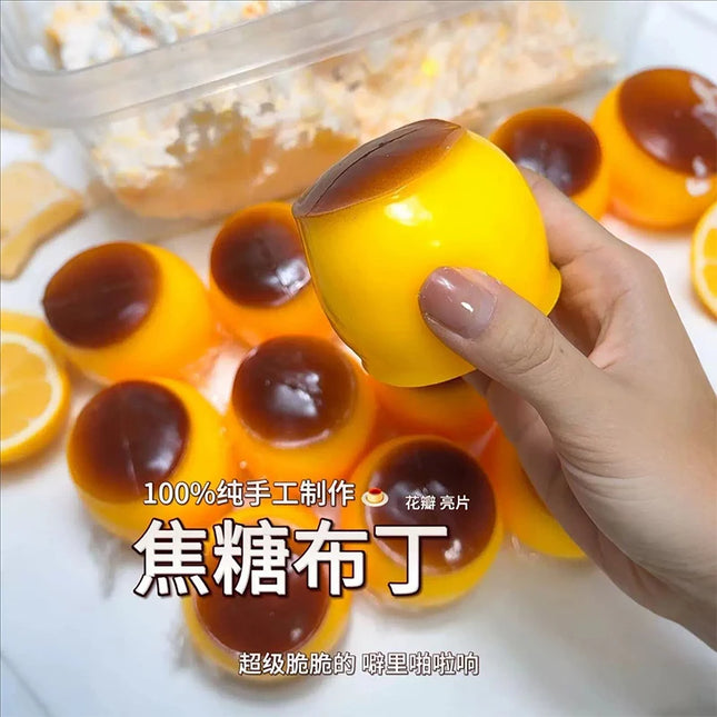 Caramel Pudding Crunchy Moldable Stress Ball Fidget Toy Crispy Squishy Squeeze Toy Round Blocks Filled ASMR Anti Stress Gift Toy