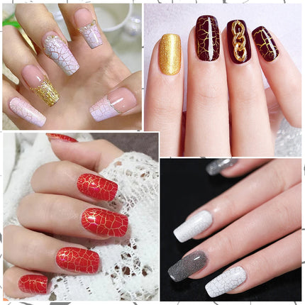 Crackle Nail Polish Gel, 7ML/0.24oz - Hypoallergenic, Acetone-Free, Blow-Dryable for Quick Cracking Effect