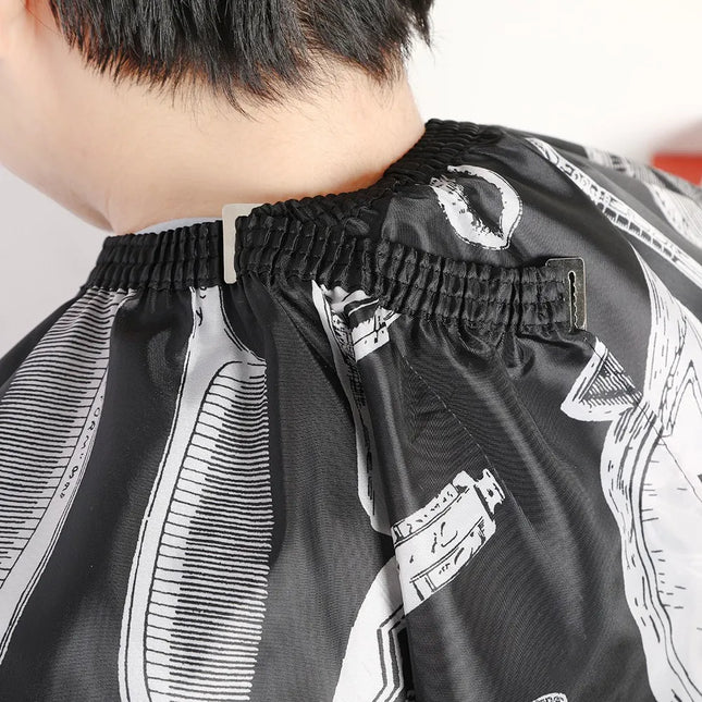 Barber Cape & Neck Brush Set, Waterproof Retro Print Hair Cutting Cape, Soft Neck Duster Brush for Salon Home Hairdressing