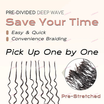 Loose Deep Wave Bulk Human Hair Curly Hair Pre-Divided For Braiding Double Drawn Pre-Stretched Hair Extensions For Boho Braids