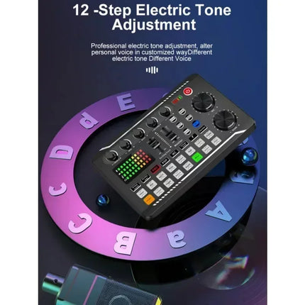 F998 Live Sound Card and Audio Interface with DJ Mixer Effects and Voice Changer,Bluetooth Stereo Audio Mixer,for Youtube Stream