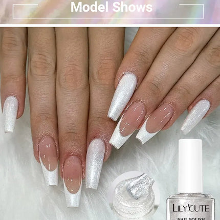 LILYCUTE 7ml Glitter Nail Polish Colorful Bright Shining Pearl Auroras Effect Shell Manicue Nail Art Varnish No Need Lamp Cured