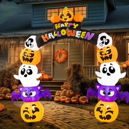 8 FT Halloween Cute Pumpkin Archway Inflatables Outdoor Decoration Archway Halloween Blow Up for Yard with Build-in LED Lights, Inflatable Arch Yard Outside Pumpkin Decor for Party, Garden