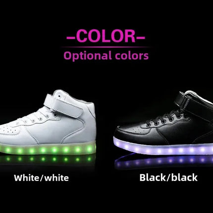 Wholesale LED Light-Up Shoes Plus Size High-Top Charging Colorful Night Fluorescent Couple Board Shoes From China Mainland