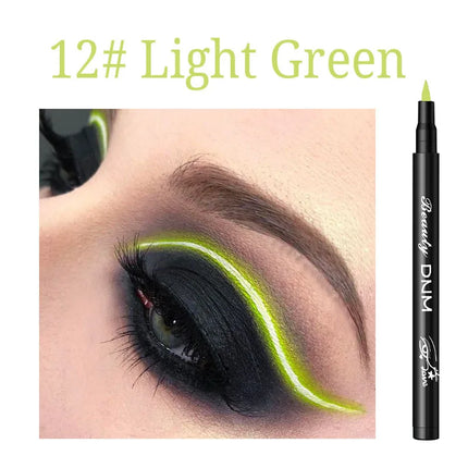 DNM 12 Colors Eyeliner Pen Waterproof Soft Sponge Head Silkworm Pen Quick Dry Black Natural Coloring Liquid Eyeliner White