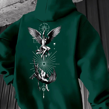 Oversized Unisex Royal Blue Hoodie Angel Demon Double Side Print 2026 Spring Autumn Korean Ulzzang Y2K Viral Street Sweatshirt