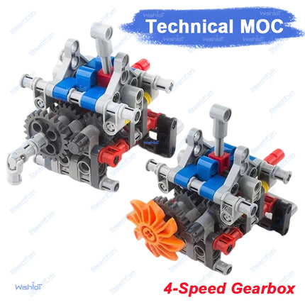 MOC Gearbox Parts 4 Speed Transmission Model Bricks Set Legoeds Technical Small Particles Puzzle DIY Educational Toys Kids Gift