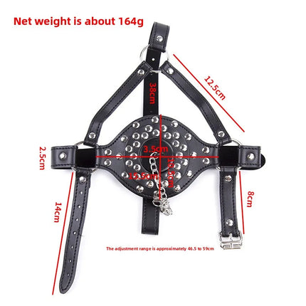 Fetish Head Harness with Mouth Gag & Removable Cover Drool Gag BDSM Slave Bondage Gear Adult Sex Toy for Role Play Games Tool