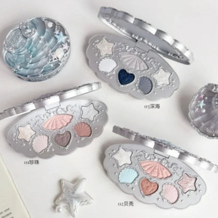 Flower Knows Shells Jewel Collection 6Colors Eyeshadow Palette Matte Pearl Sea Metallic High-Pigment Long-lasting Makeup